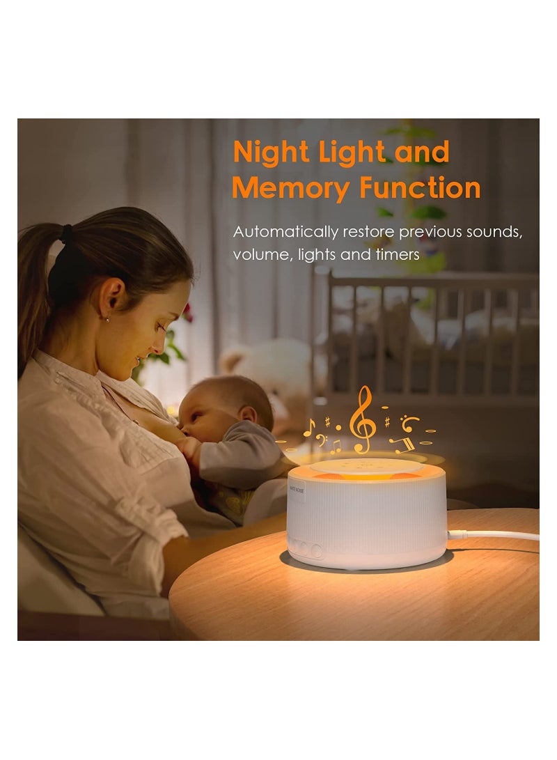 SYOSI Sleep Sound Machine, White Noise Machine with 30 Natural Soothing Sounds, 30 Level Volume Light 3 Timer Memory Function, Noise Machine Powered by AC or USB, for Adults, Baby and Kids - Image 3
