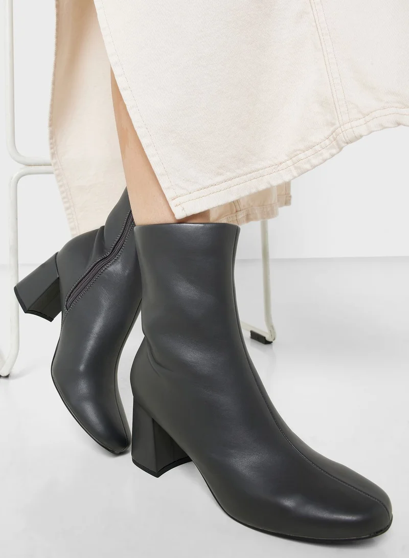 Ginger Croc Detail And Buckle Round Toe Boot