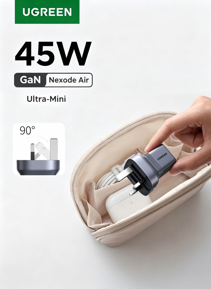 يو جرين شاحن USB-C بقوة 45 واط بحجم فائق الصغر، شاحن حائط سريع مدمج مع قابس قابل للطي، يدعم PPS 3.3، متوافق مع MacBook Air وiPad Pro وiPhone 17/16/15 وسلسلة Samsung Galaxy S26/S25 وHuawei وXiaomi وأجهزة اللابتوب وغيرها، محول صغير مناسب للسفر 45W Ultra Mini - Image 1