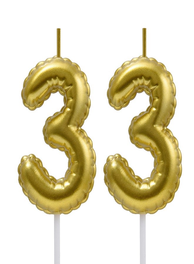 AOOLADA 33 Birthday Candle, 33rd Cake Candles, Number 33 Birthday Candles for Cake Topper Decoration, Gold - Image 1