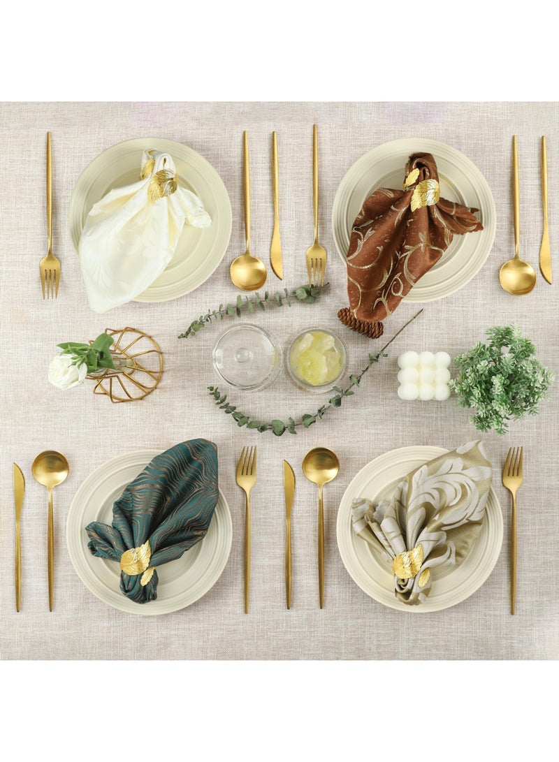 Beauenty Napkin Rings, 10Pcs Gold premium alloys Napkin Ring Holders, Shiny Metal Leaf Napkin Rings Metallic Adornment, for Table Settings Kitchen Dinner Party Wedding Decor for Cloth Napkins - Image 5