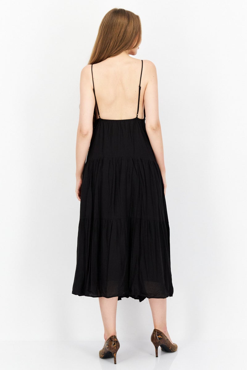 Aqua Women Solid Midi Dress, Black - Image 4