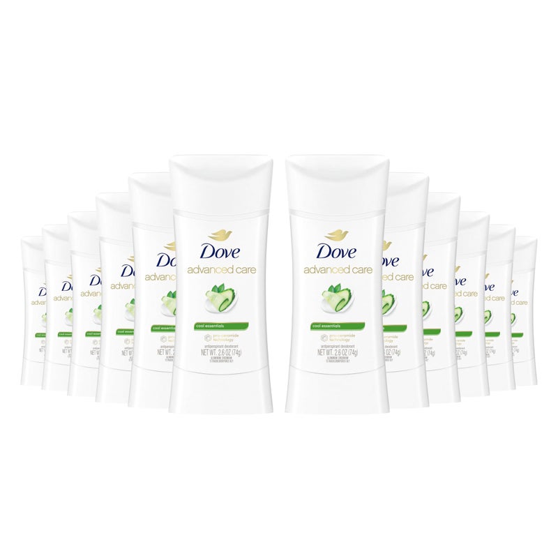 Dove Advanced Care Anti Deo Stick Cool Essentials Pack of 12 for helping your skin barrier repair after shaving 72 h odor control and allday sweat protection with Pro Ceramide Technology 26 oz - Image 2