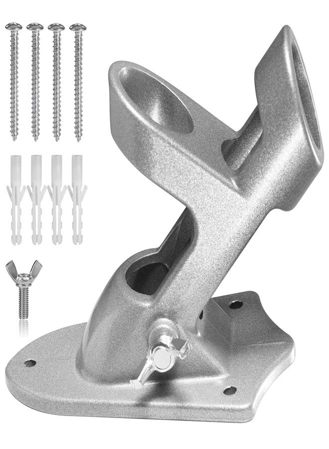 BONWIN Flag Pole Holder Brackets, BONWIN 1" Flag Pole Mounting Bracket with Hardwares for House Wall Mount, 1" Inner Diameter, Two Positions & Aluminium Alloy, Rust Free Coated (Silver - 1 Pack) - Image 1
