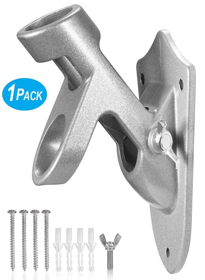 BONWIN Flag Pole Holder Brackets, BONWIN 1" Flag Pole Mounting Bracket with Hardwares for House Wall Mount, 1" Inner Diameter, Two Positions & Aluminium Alloy, Rust Free Coated (Silver - 1 Pack) - Image 2