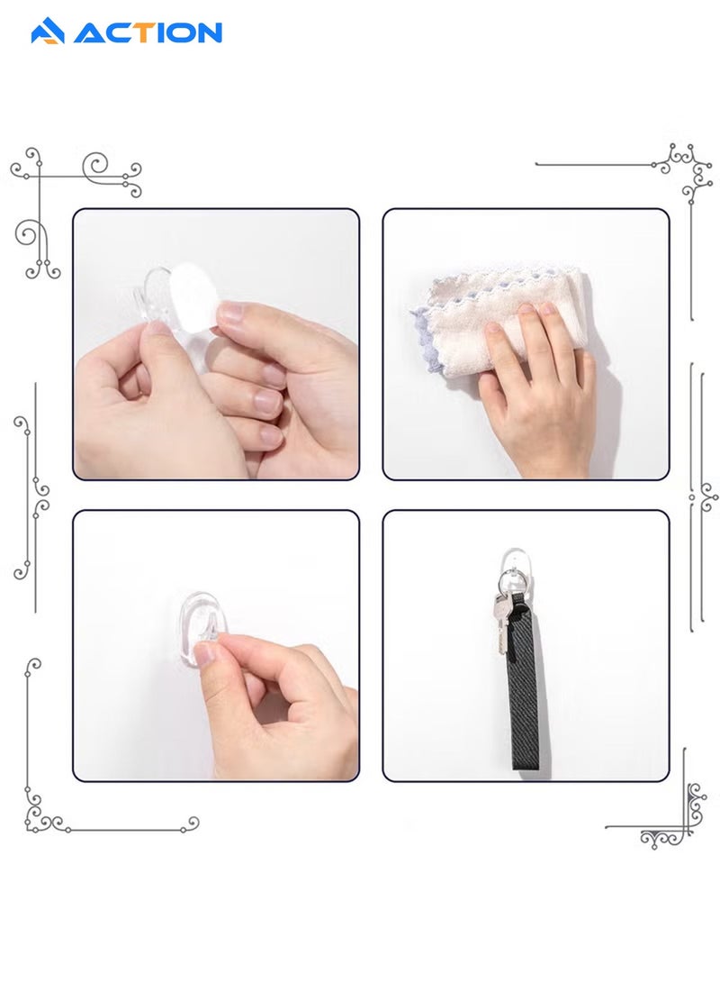 أكشن 30 قطعة من خطافات الحائط اللاصقة الشفافة للتعليق، خطافات شفافة قابلة لاعادة الاستخدام بدون خياطة من الاكريليك مع ملصق لا يترك علامات للمطبخ والحمام وغرفة النوم والمكتب - Image 3