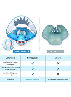TAPIT Baby Pool Float Ring with Sun Canopy, Shark Print Swimming Baby Inflatable Swim Float Seat Boat Pool Swim Ring for Toddler Swim Floats Ring Pool Bath Toys for Baby and Kids 3 Months - 6 Years Old (S Size)  - Image 5