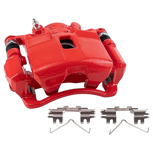TRQ Front Left Right Brake Caliper w/Bracket Performance Red Driver Passenger Side Compatible with 2002-2006 Acura RSX 2003-2011 Honda Civic 2007-2008 Fit - Image 1