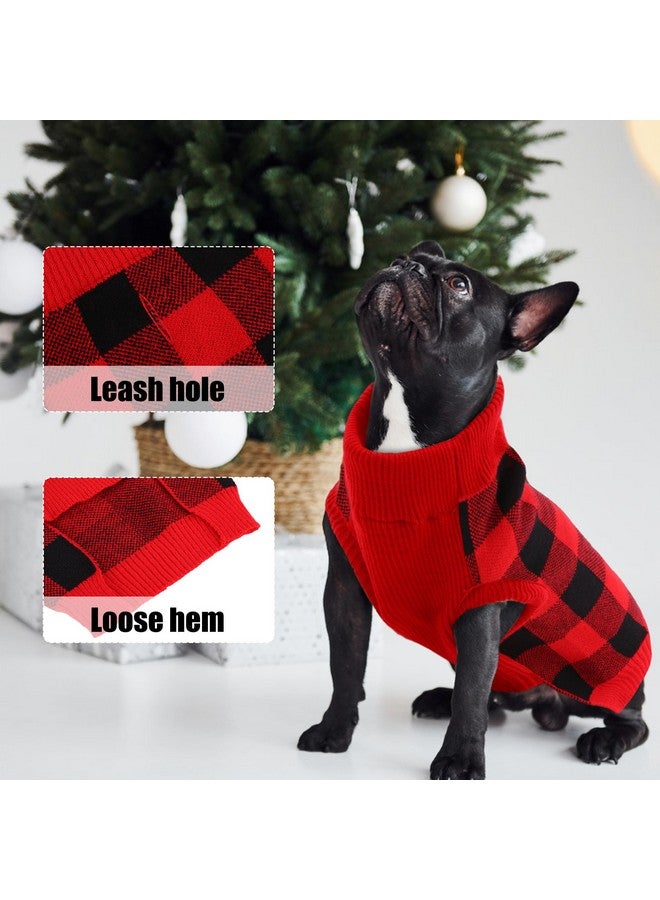 بوماي بوريتي سترة كلاب كلاسيكية منقوشة من PUMYPOREITY مع فتحة للمقود، ملابس محبوكة دافئة ومرنة للكلاب الصغيرة والمتوسطة، بلوفر ناعم محبوك من الجاكار مع ياقة عالية مرنة لفصل الربيع والخريف والشتاء وأعياد الميلاد والطقس البارد - Image 3