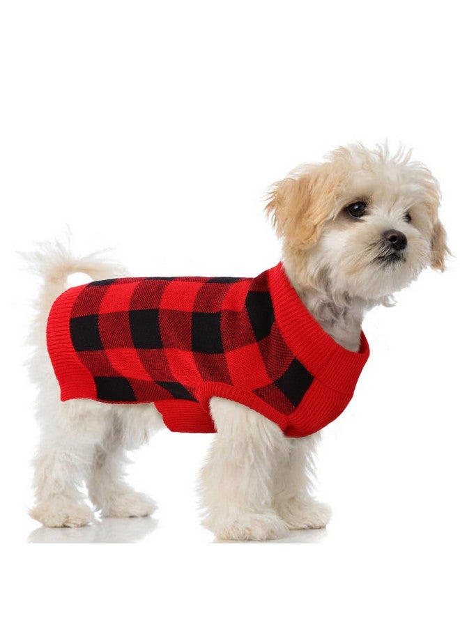 بوماي بوريتي سترة كلاب كلاسيكية منقوشة من PUMYPOREITY مع فتحة للمقود، ملابس محبوكة دافئة ومرنة للكلاب الصغيرة والمتوسطة، بلوفر ناعم محبوك من الجاكار مع ياقة عالية مرنة لفصل الربيع والخريف والشتاء وأعياد الميلاد والطقس البارد - Image 1