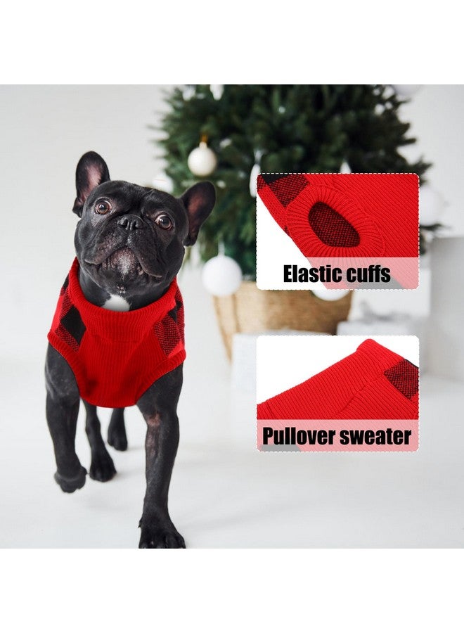 بوماي بوريتي سترة كلاب كلاسيكية منقوشة من PUMYPOREITY مع فتحة للمقود، ملابس محبوكة دافئة ومرنة للكلاب الصغيرة والمتوسطة، بلوفر ناعم محبوك من الجاكار مع ياقة عالية مرنة لفصل الربيع والخريف والشتاء وأعياد الميلاد والطقس البارد - Image 4