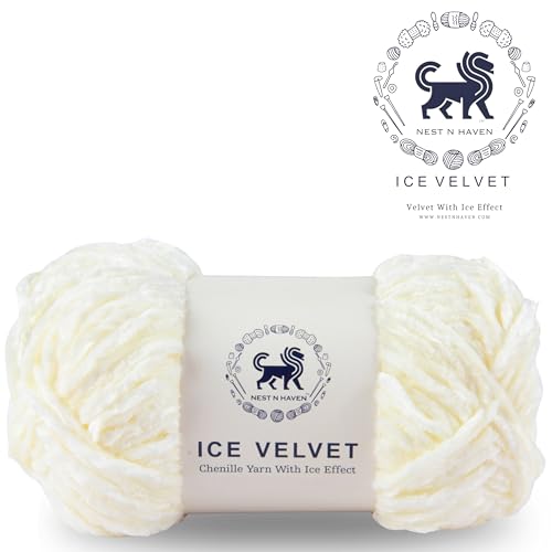 NESTNHAVEN, Ice Velvet, Chenille Yarn Supersoft Hand Knitting Wool Ball, Set of 2 (1 Ball/100 Gram Each) Ball Suitable for Craft, Babywear, Baby Blankets, 4 Medium, Shade no - NNHIVS (Off - White) - Image 2