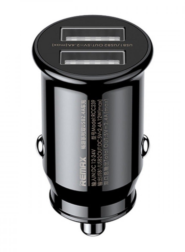 ريماكس شاحن سيارة Rcc239 - شاحن سيارة 2 2.4 أمبير مزدوج USB - اسود - Image 1