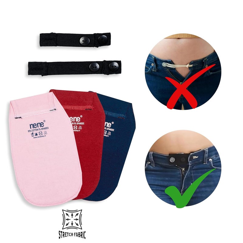 Nene Maternity Jeans Extender Kit – 3sets Adjustable Waist Extenders for Pregnant Women | Belly Bands for Pants, Elastic Stretch Button Expanders for Maternity Wear - Image 3