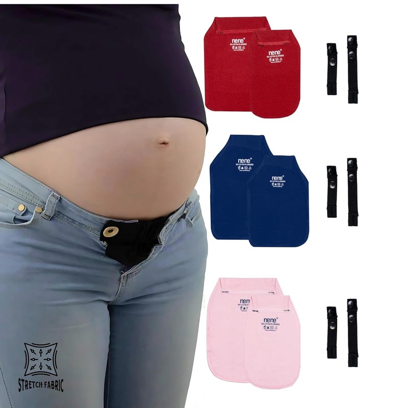 Nene Maternity Jeans Extender Kit – 3sets Adjustable Waist Extenders for Pregnant Women | Belly Bands for Pants, Elastic Stretch Button Expanders for Maternity Wear - Image 1
