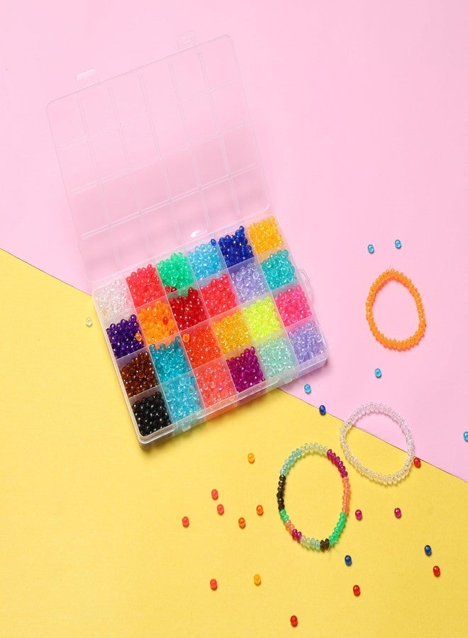 Ambitieux 24 colors Crystal Beads Jewelry Making Kit for Girls - 1550+ Pcs DIY Bracelet Making Supplies with Colorful Faceted Beads, Charms, Elastic Thread & Accessories | Birthday Gift Craft Set for Kids & Teens - Image 4