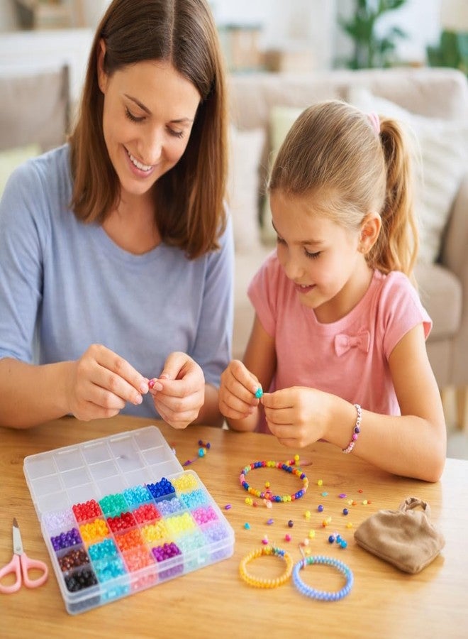 Ambitieux 24 colors Crystal Beads Jewelry Making Kit for Girls - 1550+ Pcs DIY Bracelet Making Supplies with Colorful Faceted Beads, Charms, Elastic Thread & Accessories | Birthday Gift Craft Set for Kids & Teens - Image 3