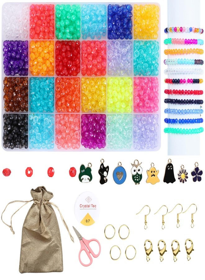 Ambitieux 24 colors Crystal Beads Jewelry Making Kit for Girls - 1550+ Pcs DIY Bracelet Making Supplies with Colorful Faceted Beads, Charms, Elastic Thread & Accessories | Birthday Gift Craft Set for Kids & Teens - Image 1