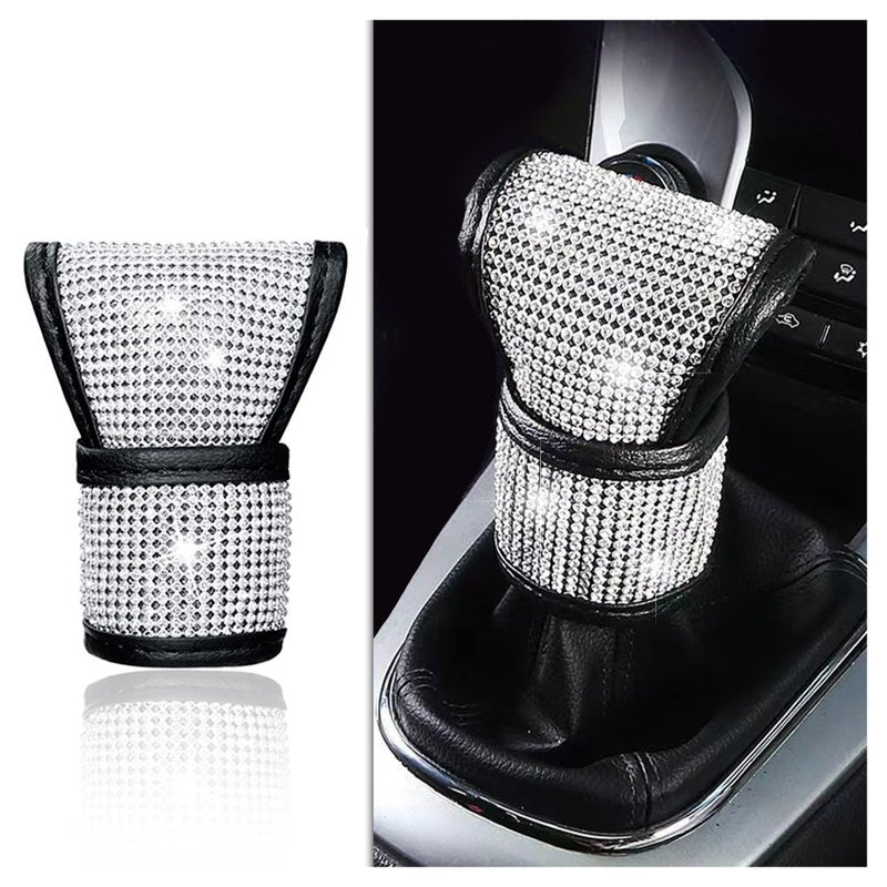 Aokdom Crystal Auto Gear Shift Cover Bling Car Accessories,Universal Car Knob Gear Stick Protector from Scratching with Rhinestone Covers Car Decor Accessories for Women(Bling-003) - Image 1