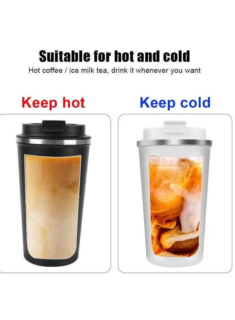 510ML Stainless Steel Thermo Coffee Mug - Leak Proof Travel Thermos for Tea/Coffee/Hot Water - Double Wall Vacuum Insulated Cup for Car, Office & Outdoor - BPA Free (White/Black) - Image 3