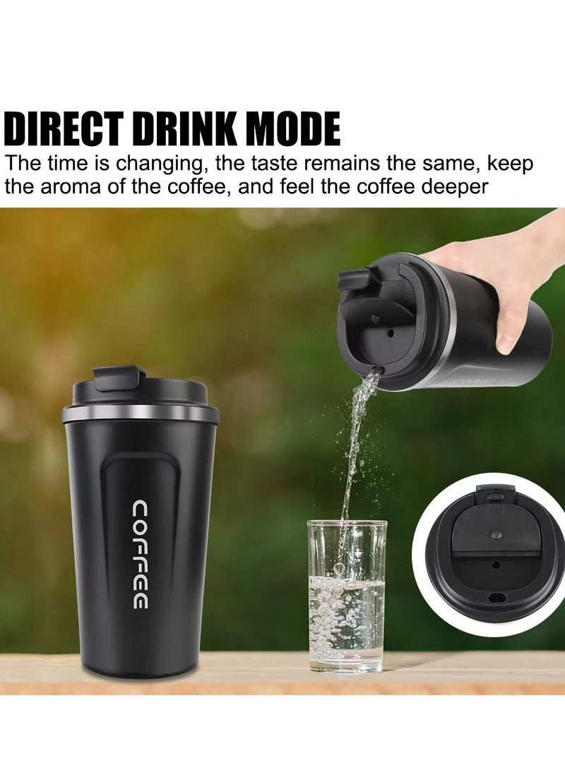 510ML Stainless Steel Thermo Coffee Mug - Leak Proof Travel Thermos for Tea/Coffee/Hot Water - Double Wall Vacuum Insulated Cup for Car, Office & Outdoor - BPA Free (White/Black) - Image 2