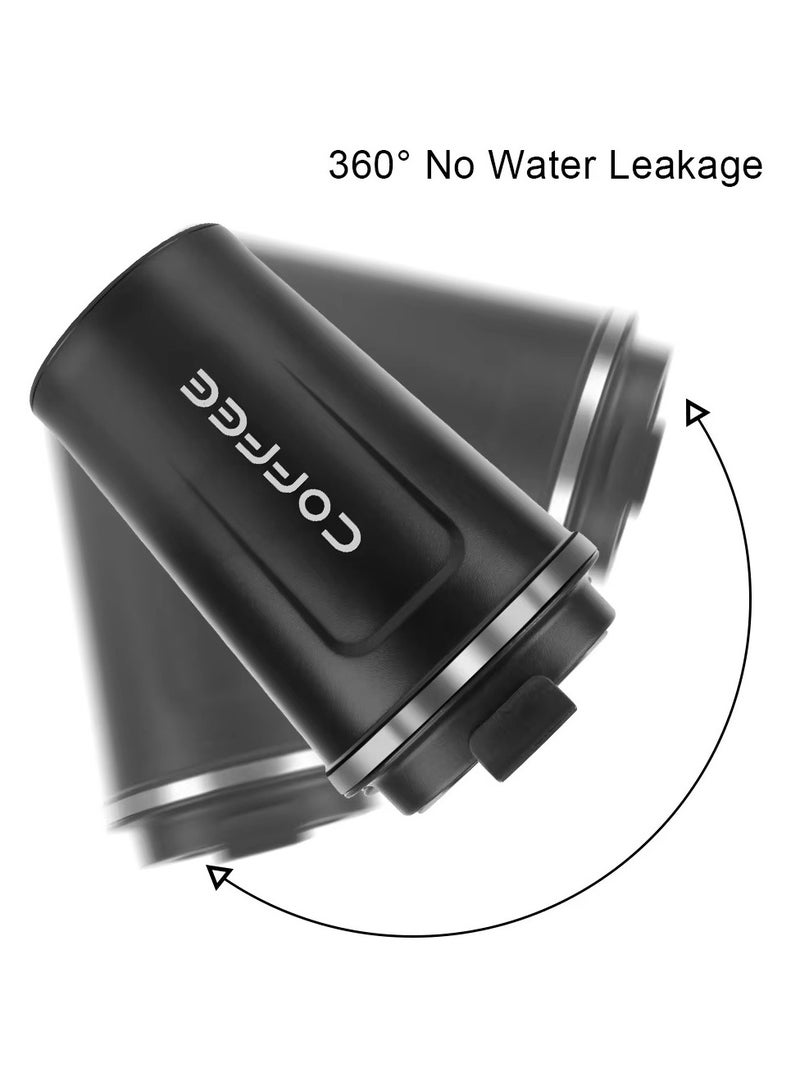 510ML Stainless Steel Thermo Coffee Mug - Leak Proof Travel Thermos for Tea/Coffee/Hot Water - Double Wall Vacuum Insulated Cup for Car, Office & Outdoor - BPA Free (White/Black) - Image 5