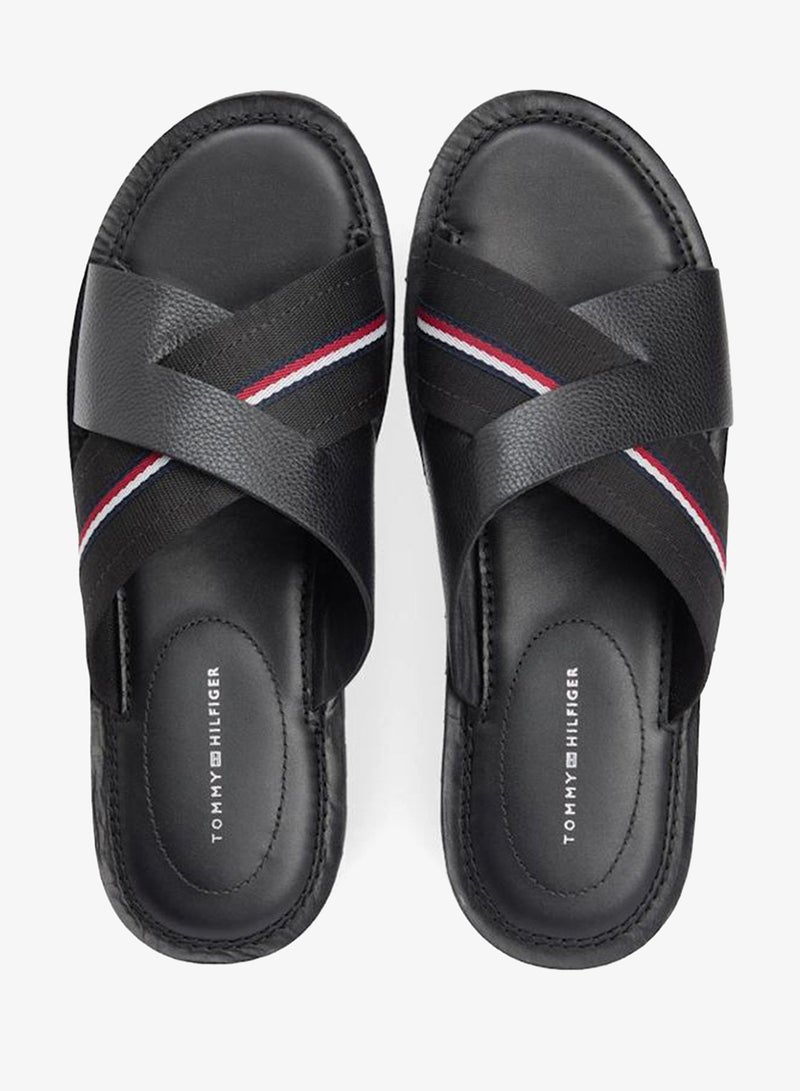 TOMMY HILFIGER Leather Crossover Strap Cleat Sandals - Image 5