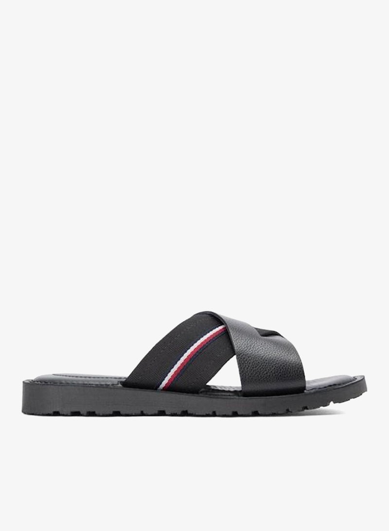 TOMMY HILFIGER Leather Crossover Strap Cleat Sandals - Image 1