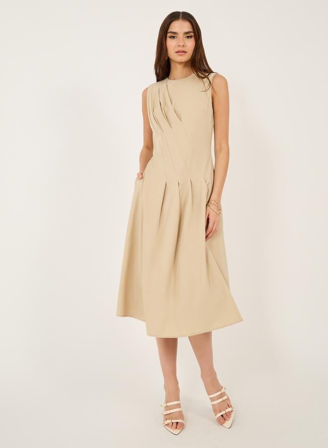 ستايلي فستان ميدي بلا أكمام بكسرات - Image 2