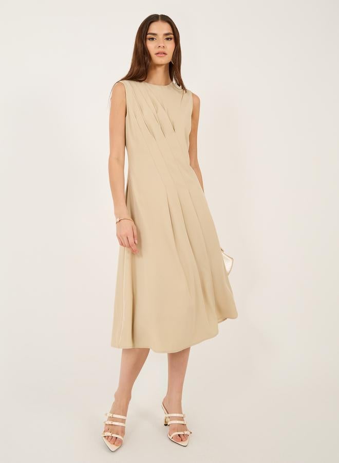 ستايلي فستان ميدي بلا أكمام بكسرات - Image 1