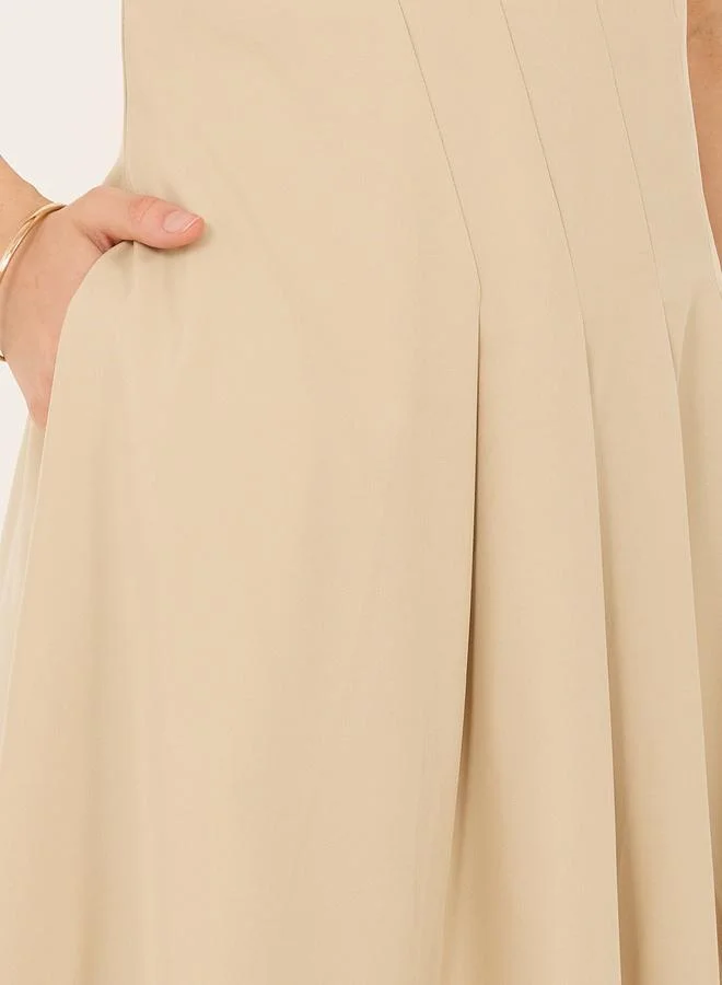 Styli Sleeveless Pleated Midi Dress
