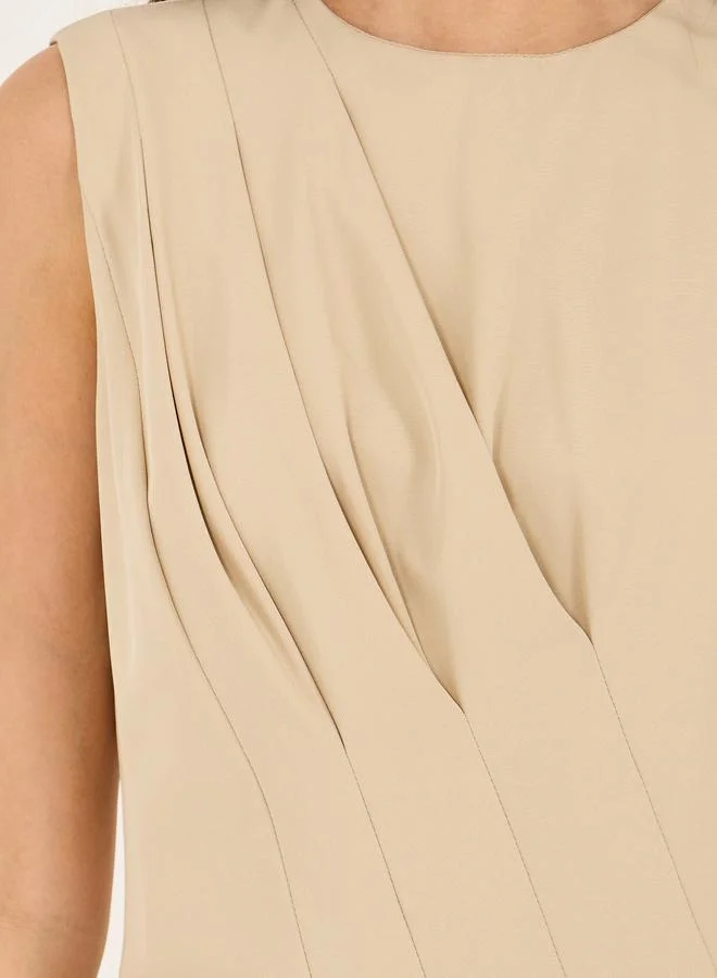 Styli Sleeveless Pleated Midi Dress