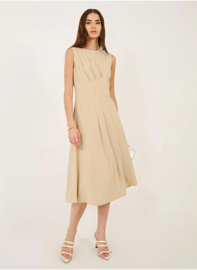 ستايلي Solid Sleeveless A-Line Midi Dress