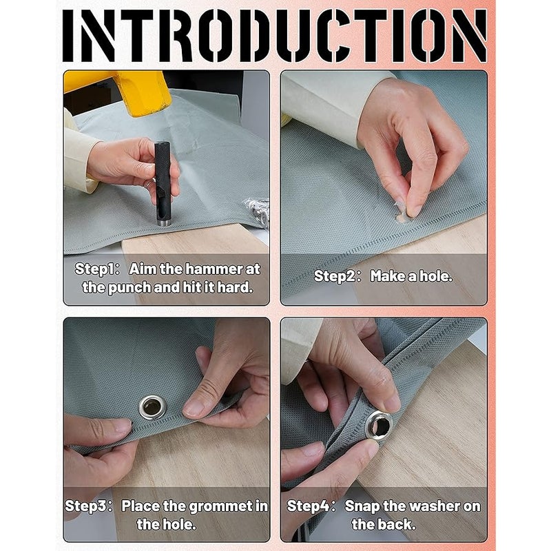 موهيرن مجموعة ادوات جروميت 1/2 انش من 150 قطعة، كماشة ثقب الجلد، مجموعة حلقات تثبيت مع 150 فتحة معدنية باللون الذهبي والفضي للجلد والاحذية والقماش والاحزمة - Image 4