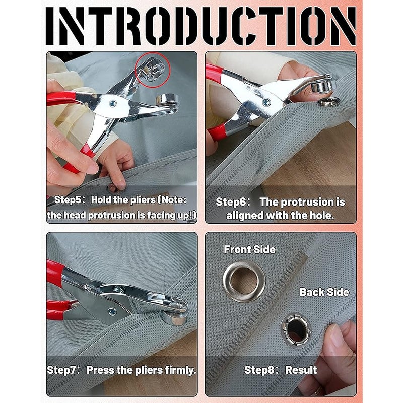 موهيرن مجموعة ادوات جروميت 1/2 انش من 150 قطعة، كماشة ثقب الجلد، مجموعة حلقات تثبيت مع 150 فتحة معدنية باللون الذهبي والفضي للجلد والاحذية والقماش والاحزمة - Image 5
