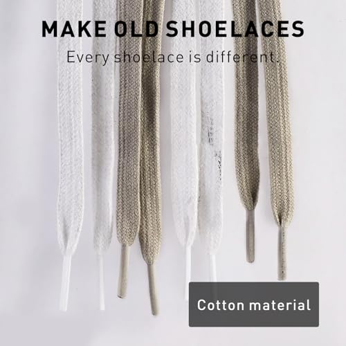 UamGlsob Artisanal aging Dirty Cotton Shoe Laces for Sneakers, 5/16‘’(8MM) Old Flat Athletic Shoelaces Replacement Strings (Champagne Beige, 54"/140cm) - Image 4