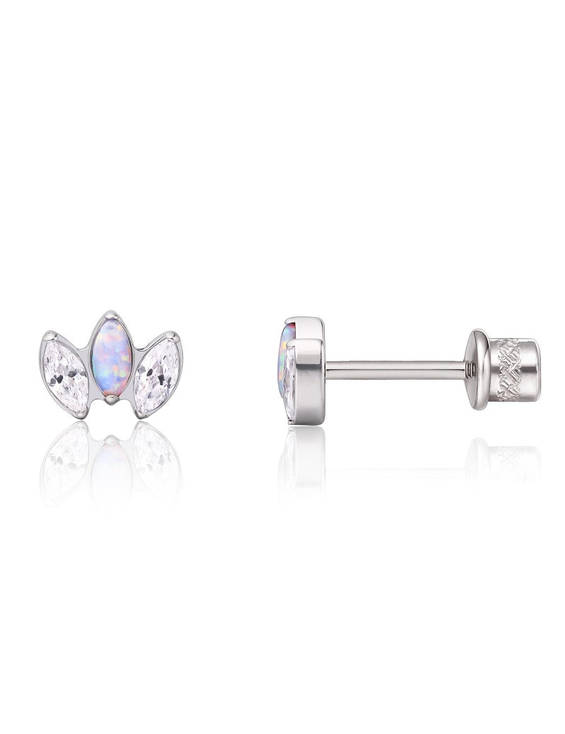 Limerencia Hypoallergenic G23 Implant Grade Titanium Stud Earrings Tragus 20G Helix F136 Piercing Post for Women Sensitive Ears Cartilage CZ Opal Crown