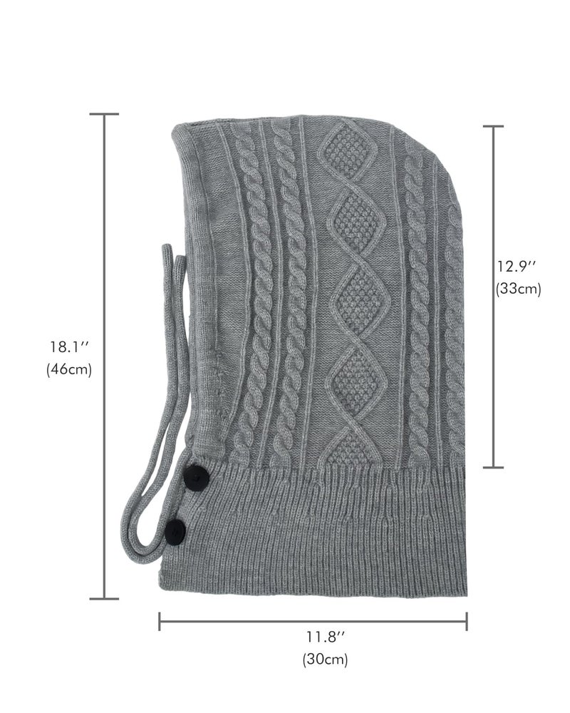 Peicees Knitted Balaclava Drawstring Hooded Scarf Hat Womens Beanie Skull Cap Winter Neck Gaiters Fashion Black - Image 3