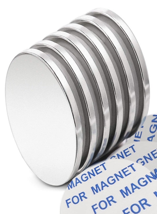 E BAVITE Super Strong Neodymium Disc Magnets with Double-Sided Adhesive, Powerful Permanent Rare Earth Magnet Fridge, DIY, Building, Scientific, Craft, and Office Magnets, 1.26 inch D x 1/8 inch H - 6 Packs - Image 1