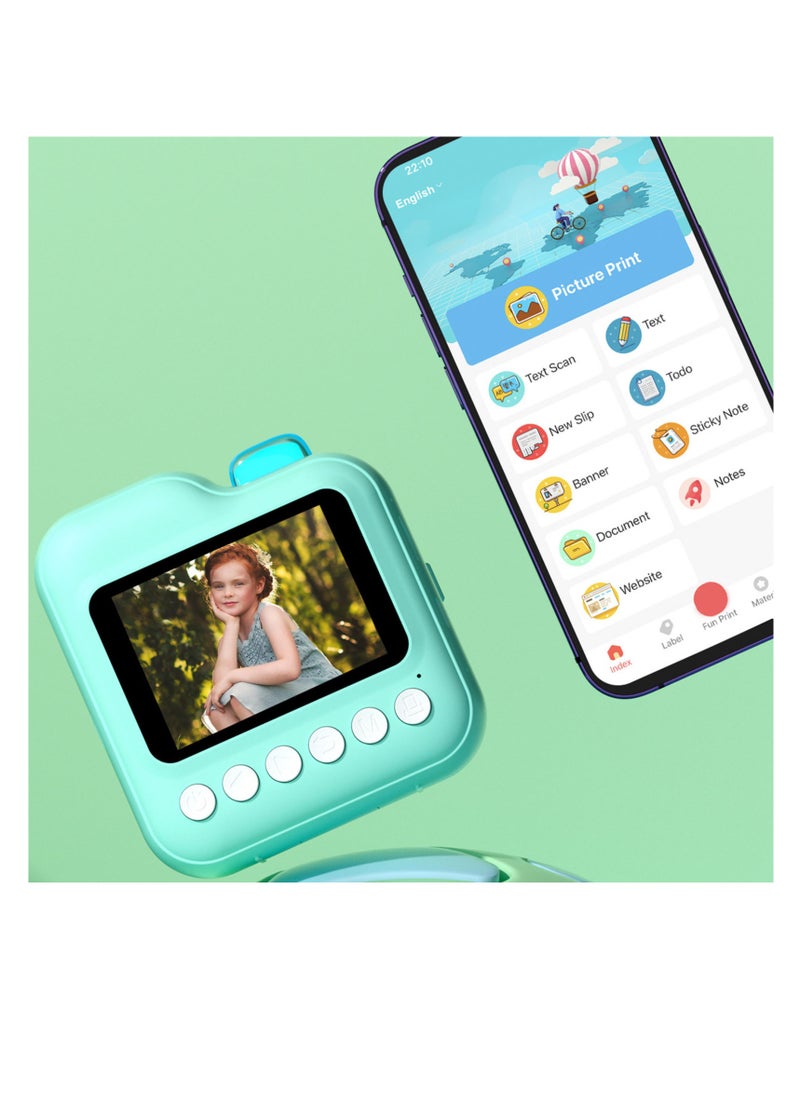 Velaurs Printer Camera Real Time Photo Printing High Definition Portable Kids Digital Camera for Outdoor Travel Blue  - Image 3