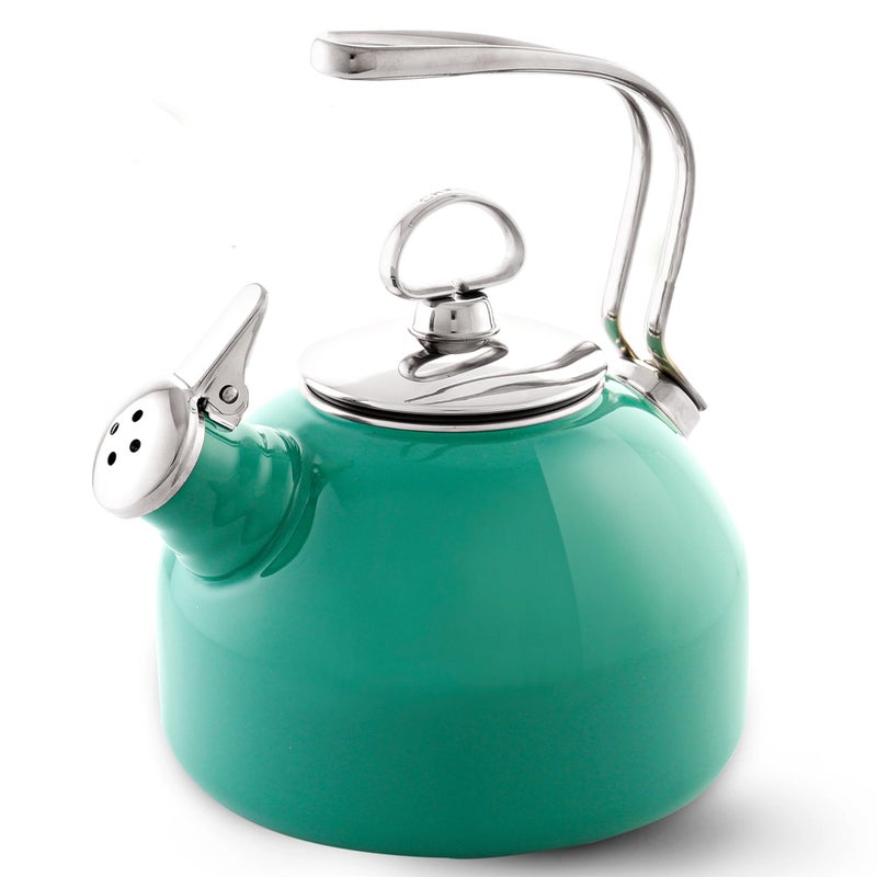 Chantal Classic Teakettle 18 QT Enamel On Steel 2Tone Harmonica Whistle Rapid Boil and Even Heating Spearmint