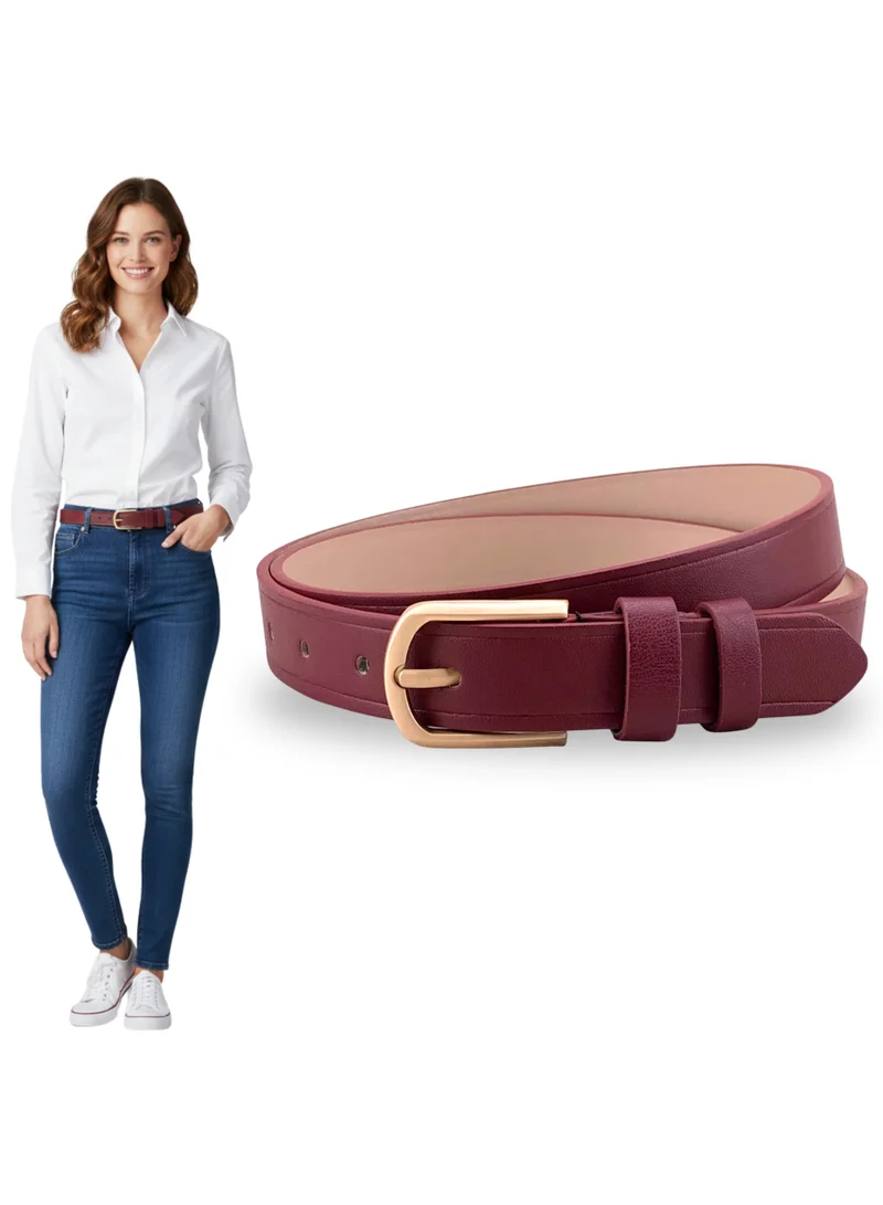Classic Milano Classic Milano Women's Belt with Gift Box; Faux Leather Ladies Belt for Dresses, Jeans & Gowns; Stylish Womens Belt; Adjustable Girls Belt; Belt for Women | Full Length: 110 CM (Free Size - Fits up to the waist of 40 Inches / 100 CM)