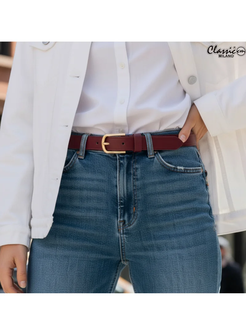 Classic Milano Classic Milano Women's Belt with Gift Box; Faux Leather Ladies Belt for Dresses, Jeans & Gowns; Stylish Womens Belt; Adjustable Girls Belt; Belt for Women | Full Length: 110 CM (Free Size - Fits up to the waist of 40 Inches / 100 CM)
