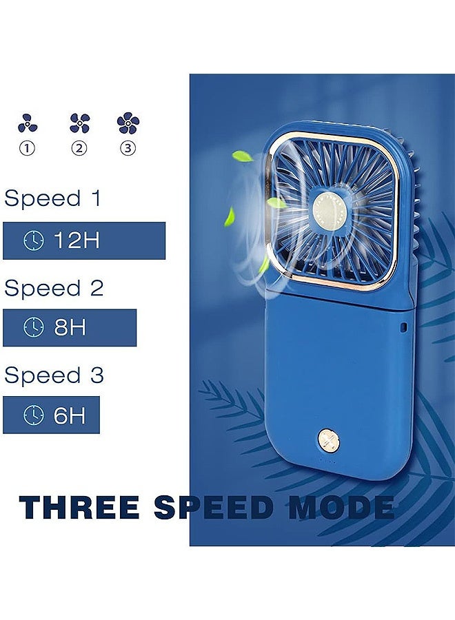 Photon Portable Handheld Mini Neck Fan, 5 in 1 USB Rechargeable Fan with Power Bank, 3000mAh Power Bank with 3 Speed Adjustable for Women & Men (Blue) - Image 5