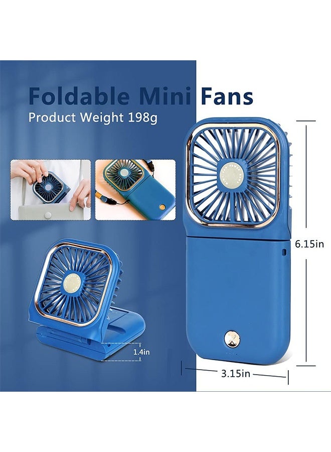 Photon Portable Handheld Mini Neck Fan, 5 in 1 USB Rechargeable Fan with Power Bank, 3000mAh Power Bank with 3 Speed Adjustable for Women & Men (Blue) - Image 2