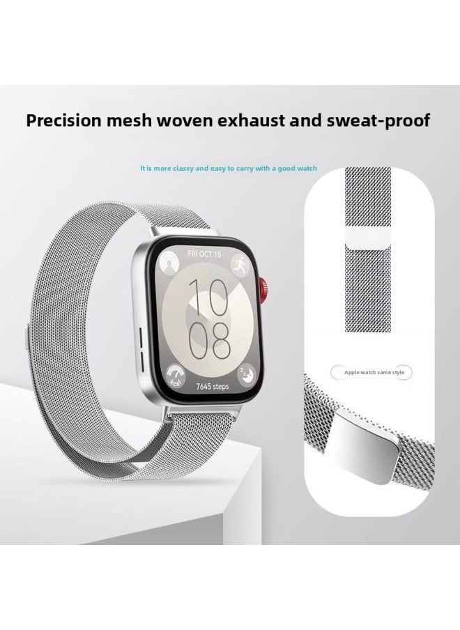 Generic - Fuxi For Huawei Fit3 Strap Fit2 Milanese Nice Magnetic Fit Watch Wristband Universal Summer Breathable-Color:[starlight Color] Milanese-suitable For Huawei Fit3 Series - Image 1