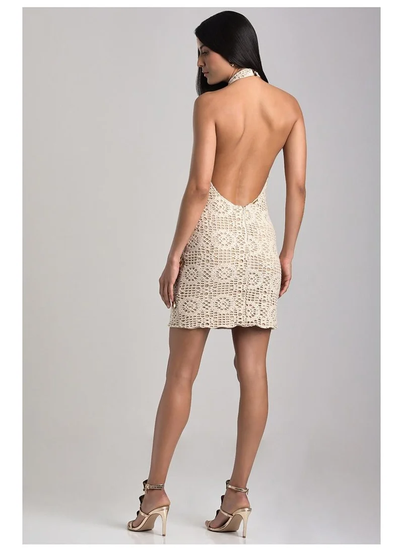 Carmen Steffens  Halter Neck Off-white Glam Dress for Women | Best Price UAE