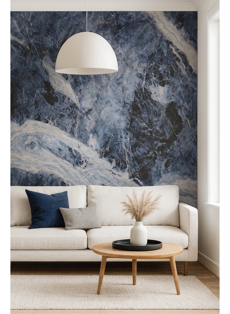 brievo Thick XPE Foam Peel & Stick Wall Panel Roll – 120×300cm Glossy Navy Blue Marble Pattern, Waterproof, Anti-Collision - Image 4