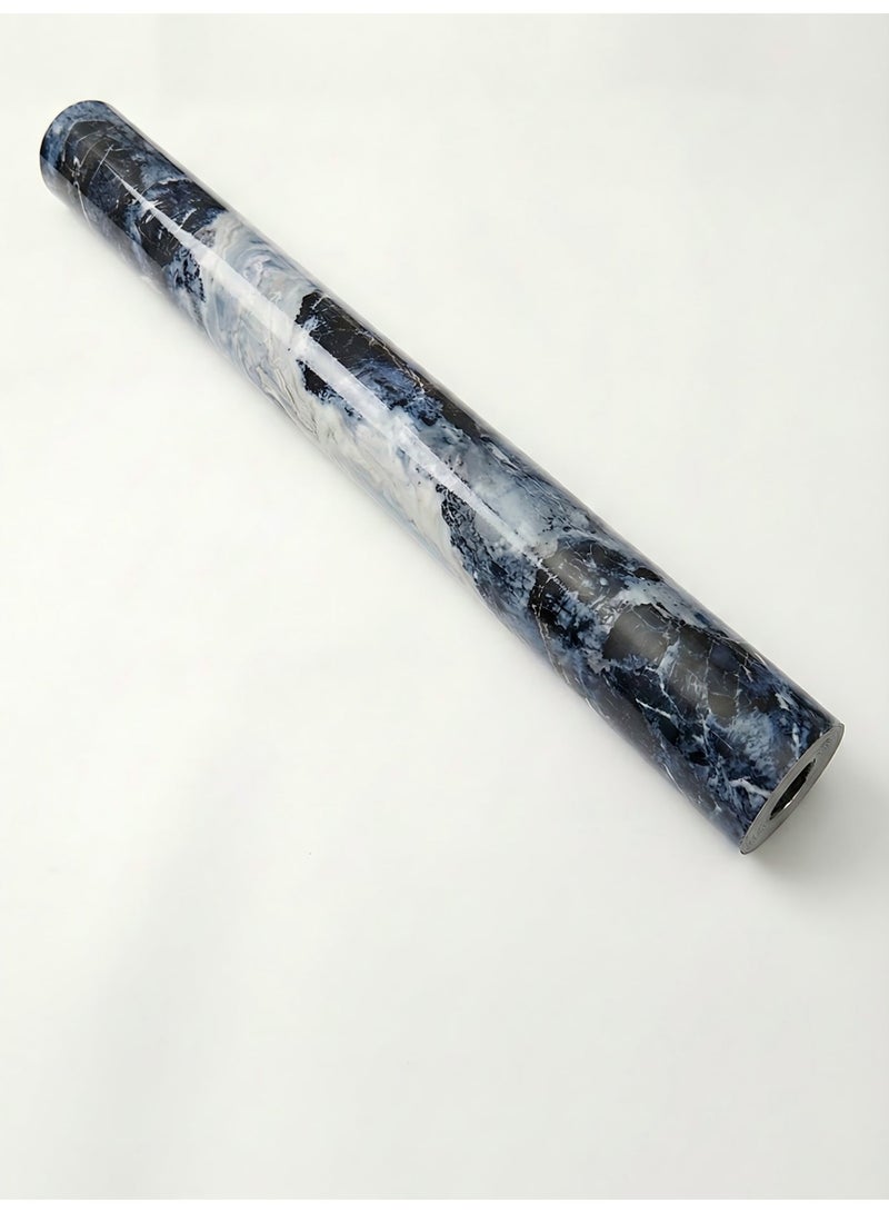brievo Thick XPE Foam Peel & Stick Wall Panel Roll – 120×300cm Glossy Navy Blue Marble Pattern, Waterproof, Anti-Collision - Image 2