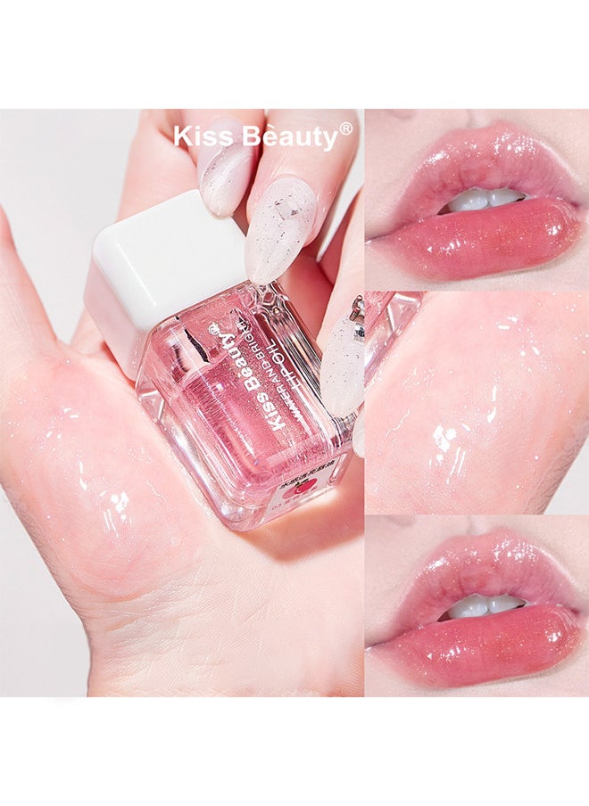 Kiss Beauty Fruit Pearlescent Plumping Lip Oil, Lip CarePearl & Shimmer Mini Lip Gloss, Lip Care Hydrating Lip Gloss Tinted Lip Balm, Long Lasting & Nourishing Lip Glow Oil, Non-sticky Fresh Texture (Peach)  - Image 1